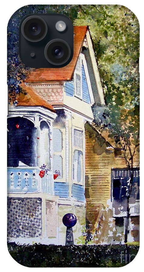 A Victorian House In Eureka Springs iPhone Case featuring the painting Garden Orb by Monte Toon