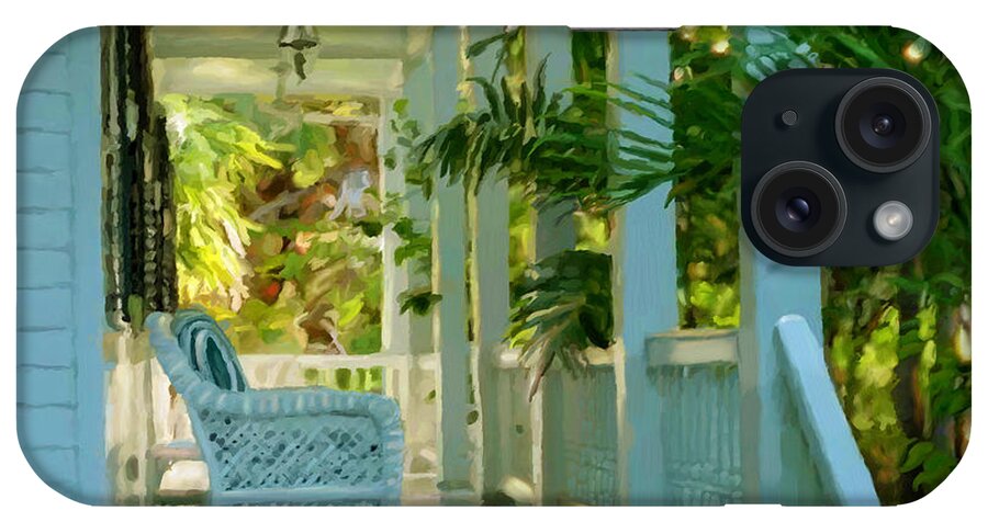 Gardens Porch iPhone Case featuring the painting Gardens Porch in Key West by David Van Hulst