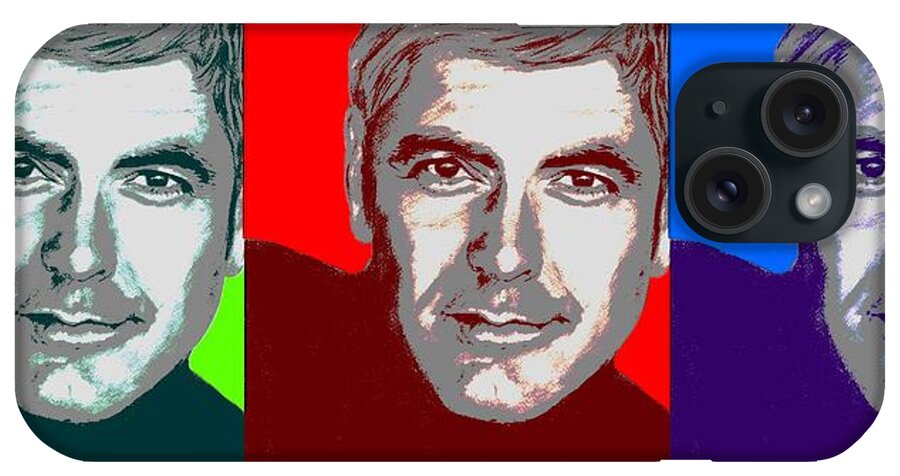 George Clooney iPhone Case featuring the drawing George Clooney - 3up One Print by Alexander Gilbert