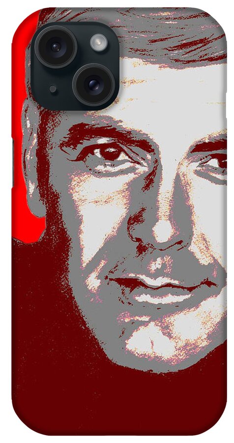 George Clooney iPhone Case featuring the drawing George Clooney - Individual Red by Alexander Gilbert