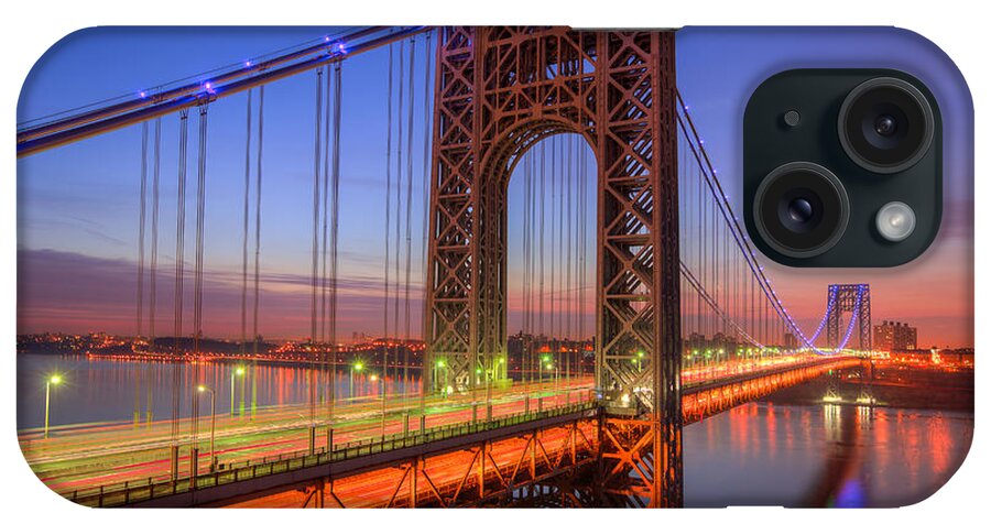 Clarence Holmes iPhone Case featuring the photograph George Washington Bridge Morning Twilight I by Clarence Holmes