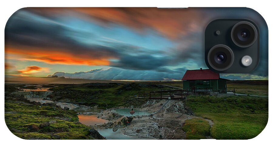 Horizontal iPhone Case featuring the photograph Geothermal Hot Spring Under An Autumn by Johnathan Ampersand Esper