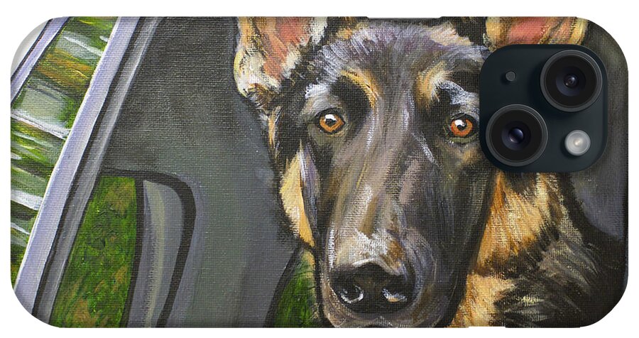 German iPhone Case featuring the painting German Shepherd by Meghan OHare
