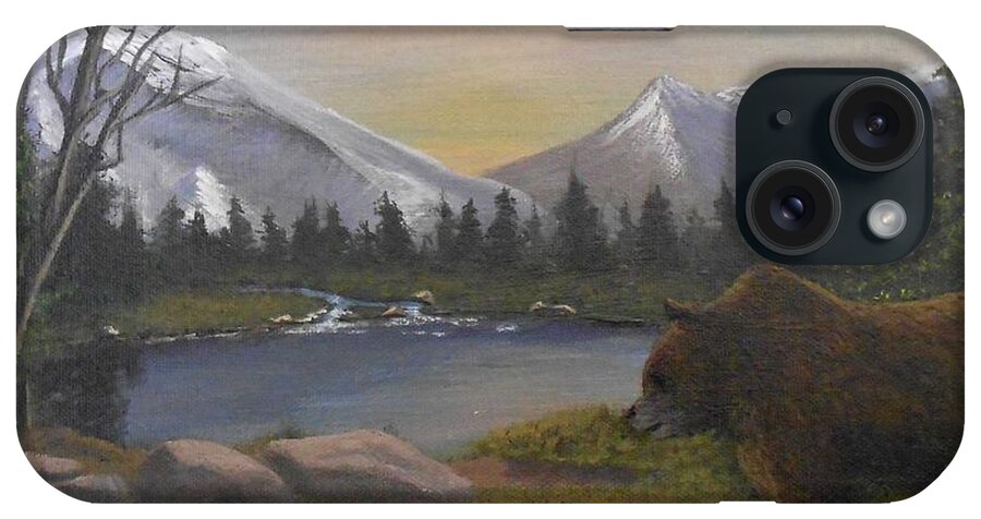 Grizzly Bear iPhone Case featuring the painting Ghost Bear-the Cascade Grizzly by Sheri Keith