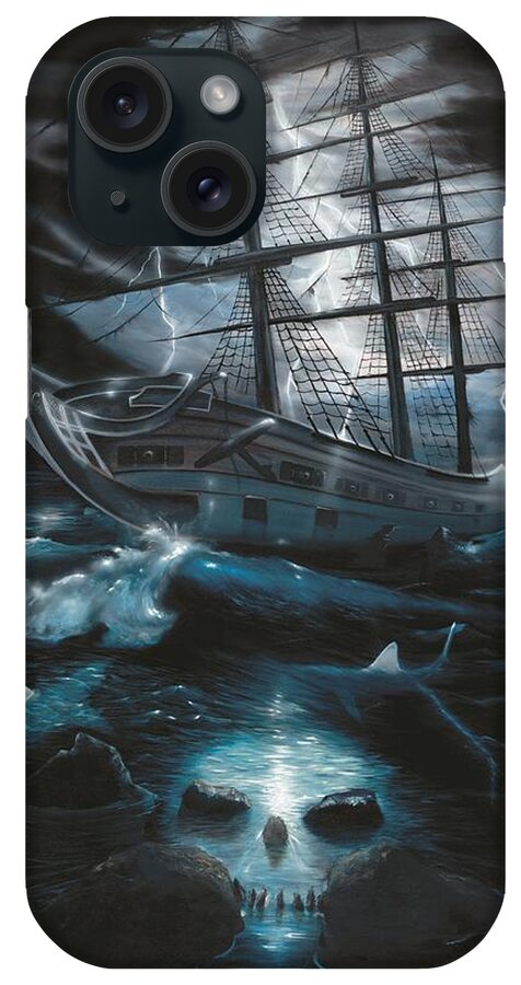 Ship iPhone Case featuring the painting Ghost ship by Michael Alexander