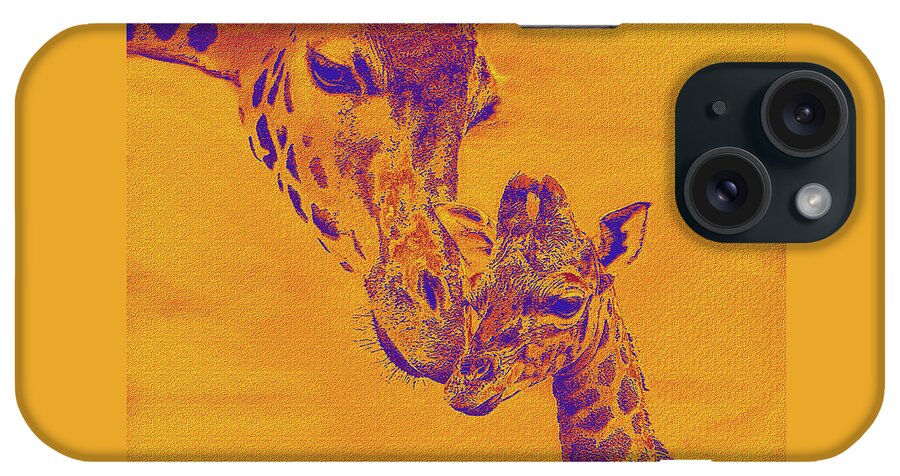 Giraffe iPhone Case featuring the digital art Giraffe Love by Jane Schnetlage