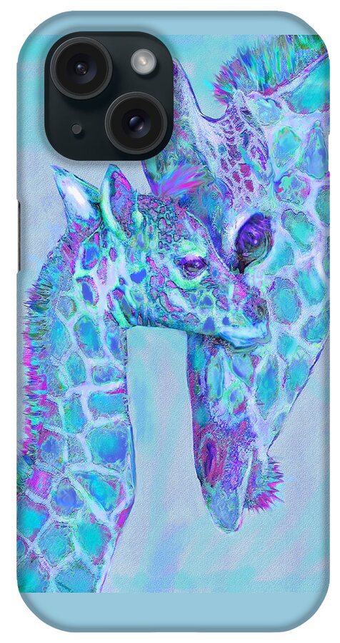Jane Schnetlage iPhone Case featuring the digital art Giraffe Shades Purple And Aqua by Jane Schnetlage