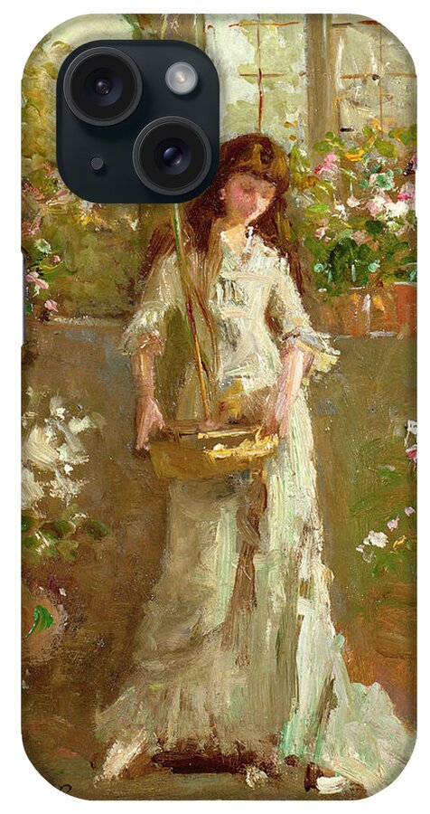 Girl In A Conservatory iPhone Case featuring the painting Girl In A Conservatory by Alexander M Rossi