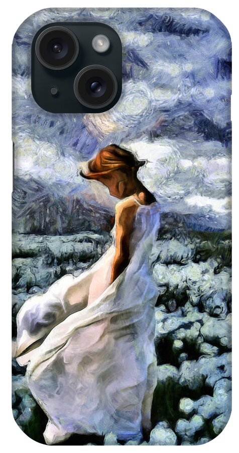 Impressionism iPhone Case featuring the painting Girl In A Cotton Field by Georgiana Romanovna