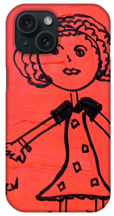 Girl iPhone Case featuring the painting Girl on Red by Mary Carol Williams