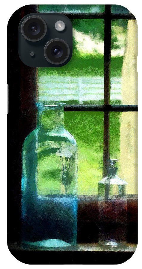 Bottles iPhone Case featuring the photograph Glass Bottles on Windowsill by Susan Savad