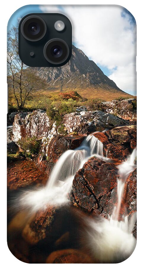 Glencoe iPhone Case featuring the photograph Glen Etive mountain waterfall by Grant Glendinning