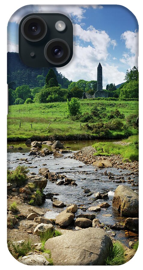 Scenics iPhone Case featuring the photograph Glendalough Creek With The Old Monastic by Mammuth