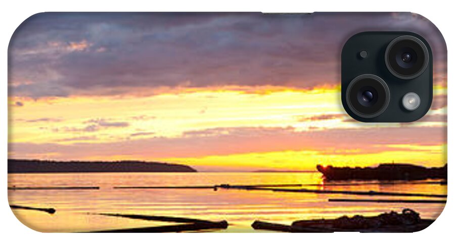  Sunset iPhone Case featuring the photograph Glowing Freighters by Darren Bradley