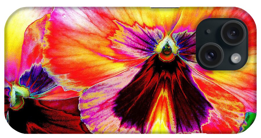 Pansy iPhone Case featuring the digital art Glowing Pansey by Suzanne Silvir