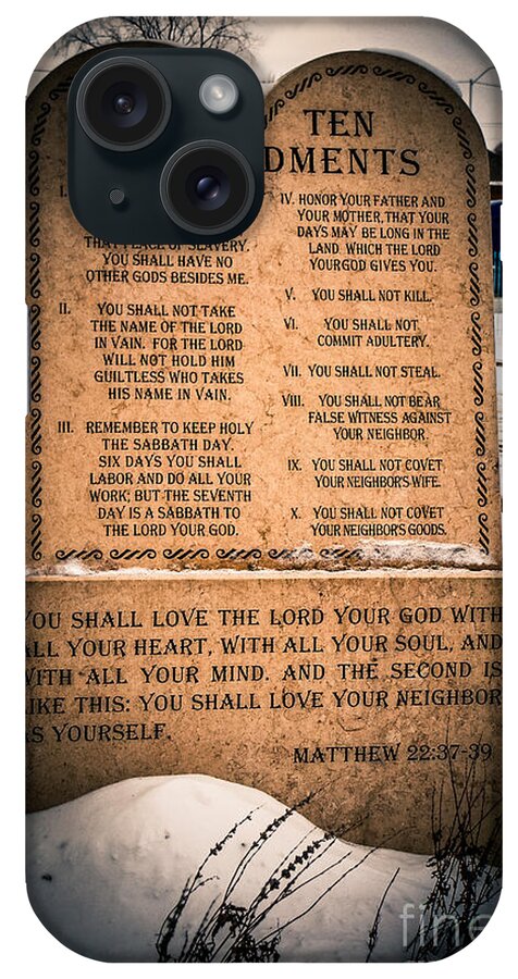 10 Commandments iPhone Case featuring the photograph God's Ten Commandments by Grace Grogan