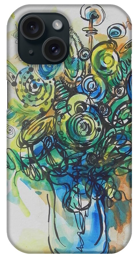 Watercolor iPhone Case featuring the painting Going in Circles by Chrisann Ellis