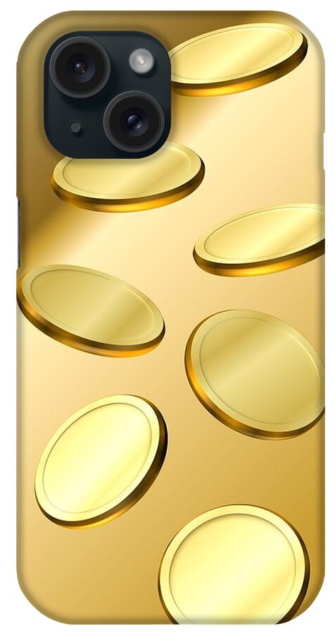 Coins iPhone Case featuring the digital art Gold Coins by Cyril Maza