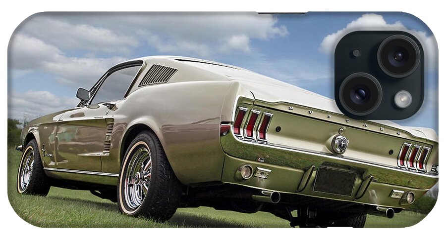Classic Mustang iPhone Case featuring the photograph Gold Mustang Fastback 1967 by Gill Billington