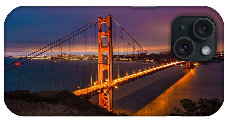 Golden iPhone Case featuring the photograph Golden Gate at Twilight by Mike Lee