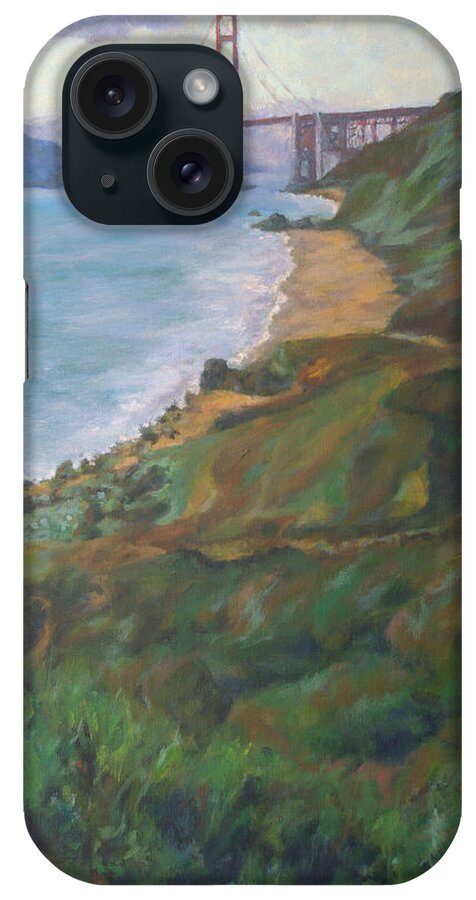 Golden Gate Bridge iPhone Case featuring the painting Golden Gate Bridge by Kerima Swain