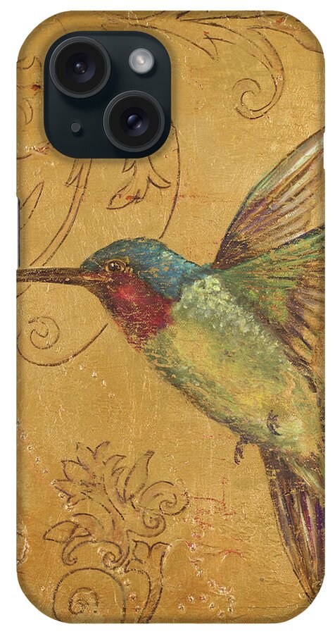 Hummingbird iPhone Case featuring the painting Golden Hummingbird II by Patricia Pinto