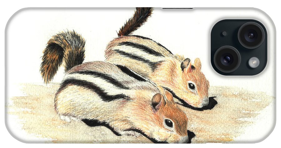 Nature iPhone Case featuring the painting Golden-Mantled Ground Squirrels by Lynn Quinn