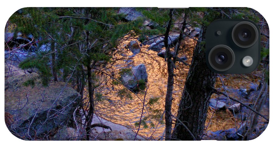 Golden Pond Creek Nature Reflection Sunset Colorado Rocky Mountains Water iPhone Case featuring the photograph Golden pond by George Tuffy