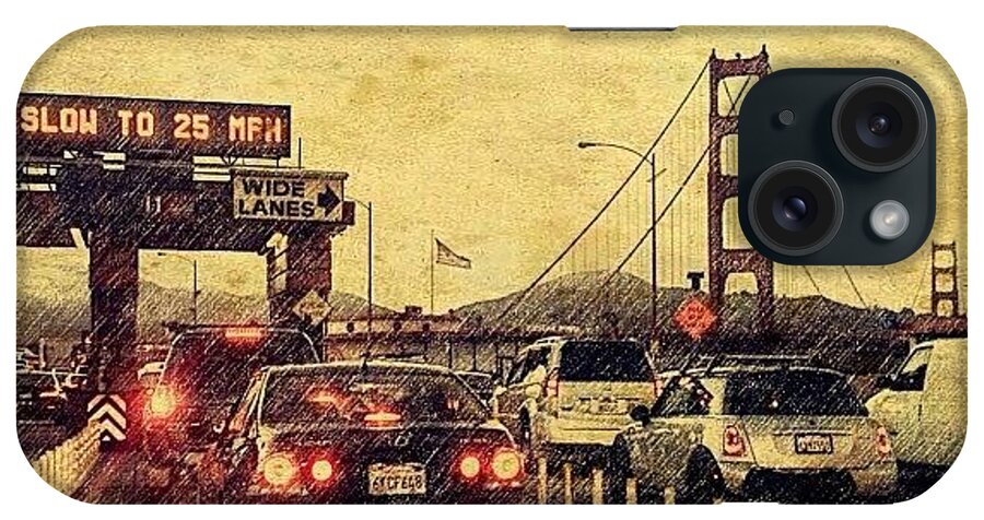 Tollbooth iPhone Case featuring the photograph Golden Gate Bridge commuter etching by Eugene Evon
