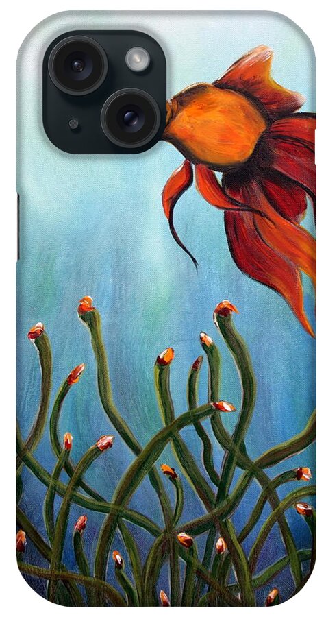 Fish iPhone Case featuring the painting Goldfish by Jolanta Anna Karolska