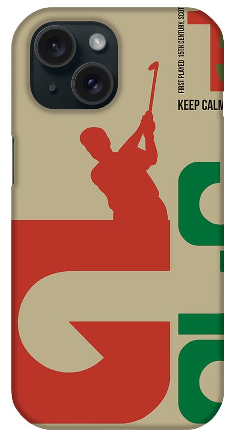 Motivational iPhone Case featuring the digital art Golf Poster by Naxart Studio