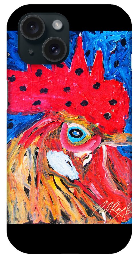 Rooster iPhone Case featuring the painting Good luck rooster by Neal Barbosa