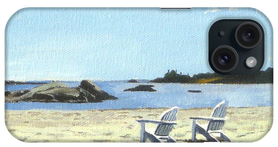 Christine Hopkins iPhone Case featuring the painting Gooseberry Beach Newport Rhode Island #1 by Christine Hopkins