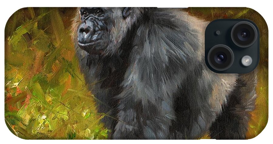 Gorilla iPhone Case featuring the painting Gorilla by David Stribbling