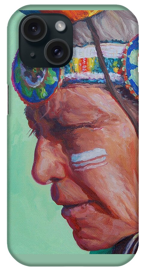 Native American iPhone Case featuring the painting Grandfather by Christine Lytwynczuk