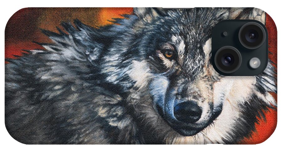 Wolf iPhone Case featuring the painting Gray Wolf by Joshua Martin