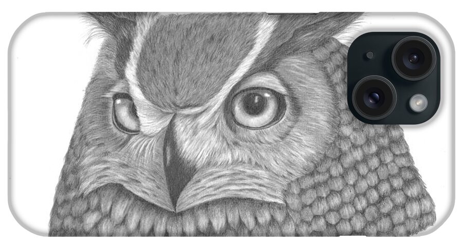 Owl iPhone Case featuring the drawing Great Horned Owl by Patricia Hiltz