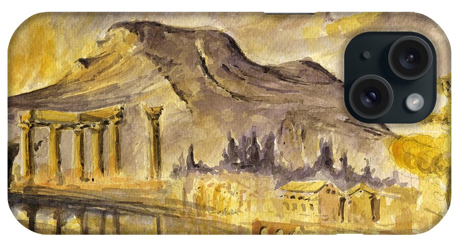 Greek iPhone Case featuring the painting Greek ruins by Juan Bosco