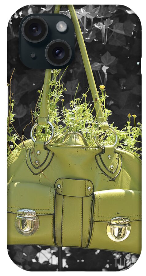 Green iPhone Case featuring the photograph Green Flower Bag by Sebastian Mathews Szewczyk