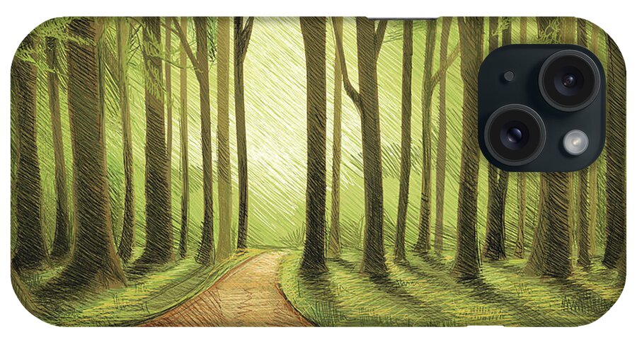 Tropical Rainforest iPhone Case featuring the digital art Green Forest Walk by Mixformdesign