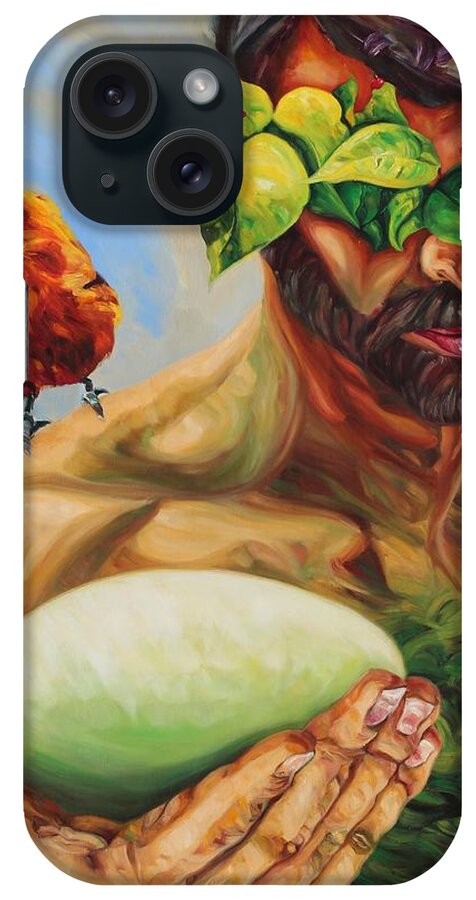 Male iPhone Case featuring the painting Green Man by Greg Hester