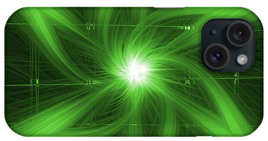 Green iPhone Case featuring the digital art Green Swirl by Maggy Marsh