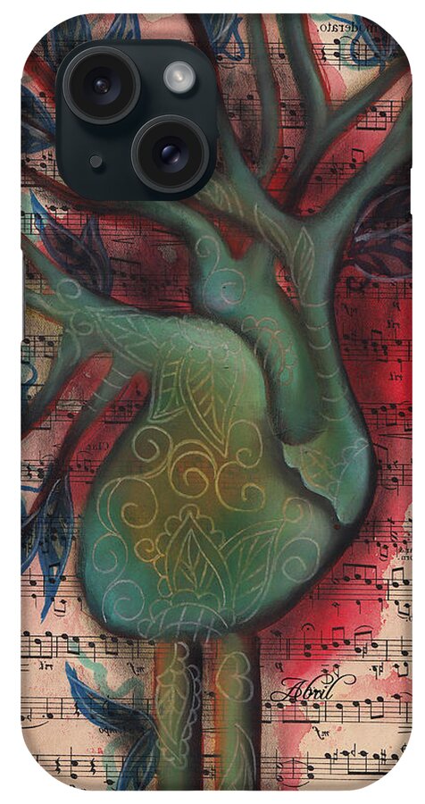 Heart iPhone Case featuring the painting Green Tree of Life by Abril Andrade