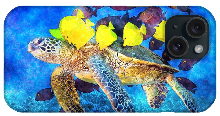 Green Turtle iPhone Case featuring the painting Green Turtle #6 by MotionAge Designs
