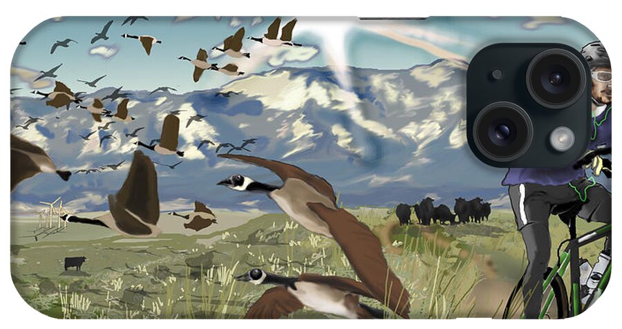 Landscape iPhone Case featuring the digital art GreenBelt Plateau Boulder Co by David Fossaceca