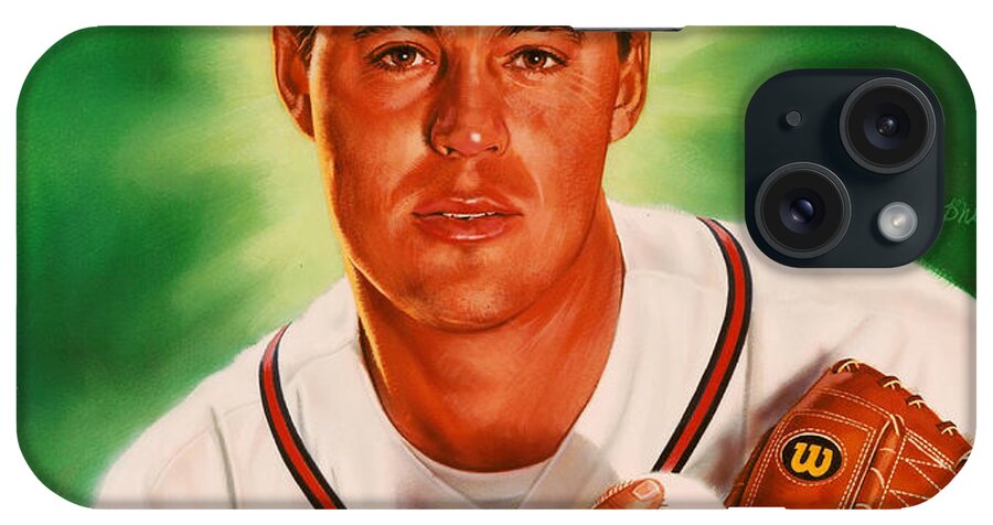 Sports iPhone Case featuring the painting Greg Maddux by Dick Bobnick