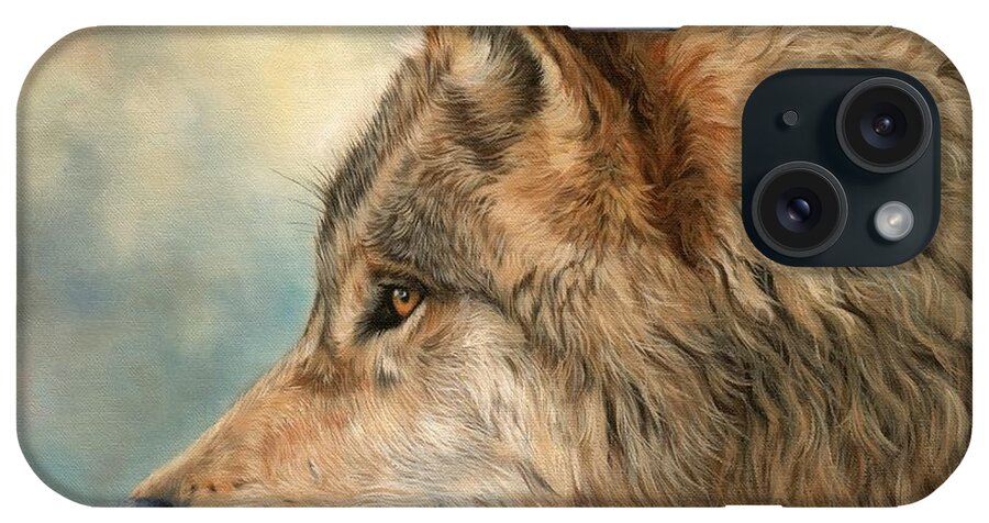 Wolf iPhone Case featuring the painting Grey Wolf 3 by David Stribbling