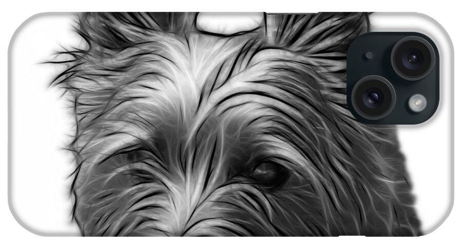 Terrier iPhone Case featuring the digital art Greyscale Australian Terrier Pop Art - 6500 FS by James Ahn