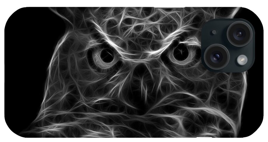 Owl iPhone Case featuring the digital art Greyscale Owl 4436 - F M by James Ahn