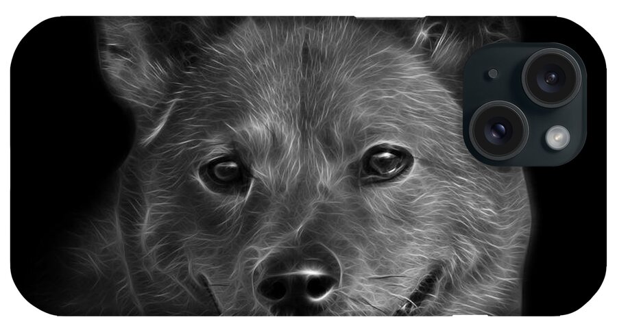 Shiba Inu iPhone Case featuring the mixed media Greyscale Shiba Inu Dog Art - 8555 - BB by James Ahn